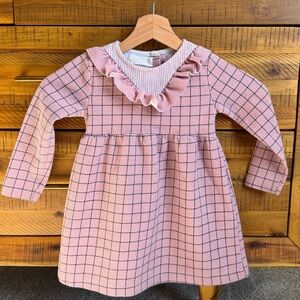 Zara Girls Pink Checkered Kids Dress